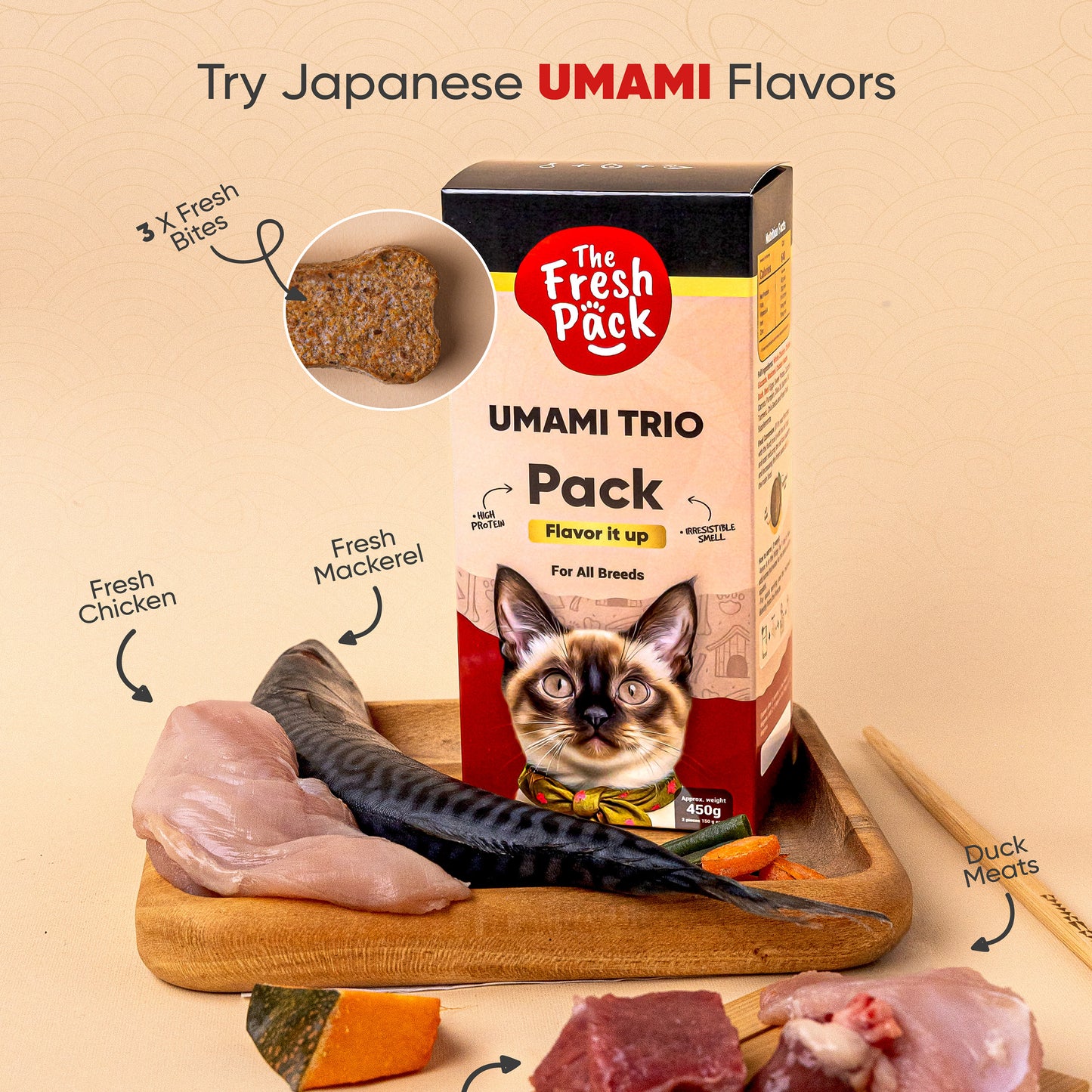 UMAMI Trio For cats - Collection - 450 Grams -Best Fresh and Healthy Food for cats