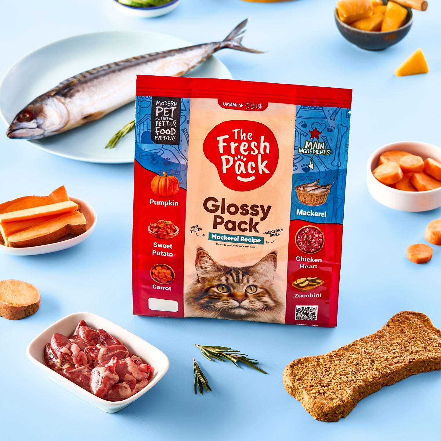 Glossy UMAMI Pack for cats - With Mackerel Fish - Best Fresh and Healthy Food  for Cats