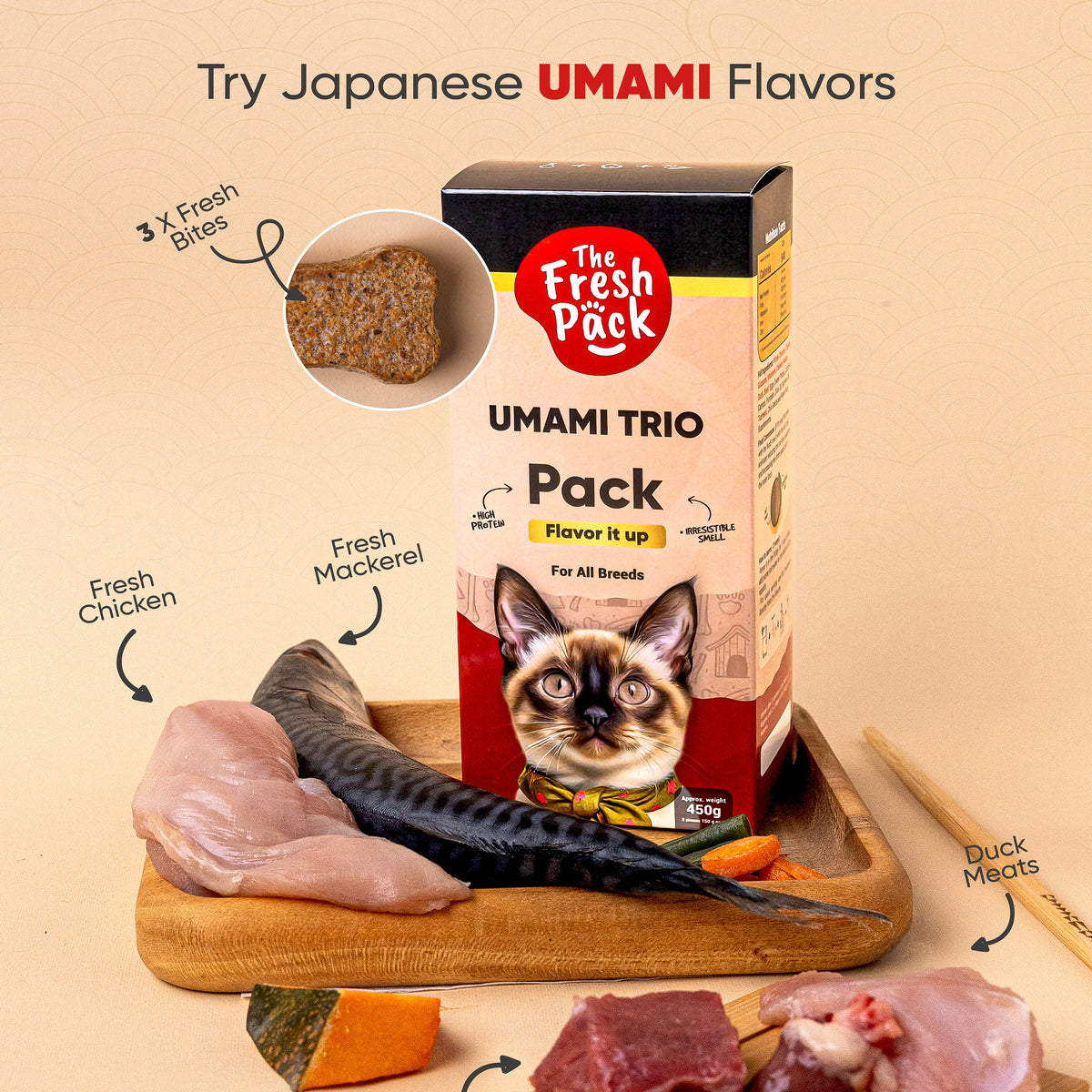 UMAMI Trio For cats - Collection - 450 Grams -Best Fresh and Healthy F ...